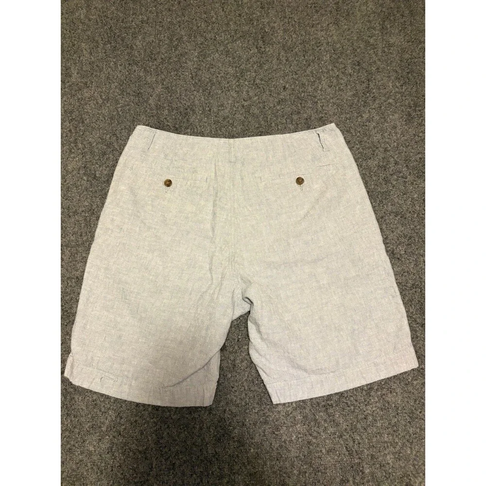 J.Crew Gramercy Mens Shorts 33 Blue Linen Cotton Blend Flat Front Preppy
